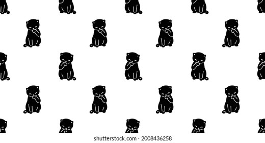 cat seamless pattern kitten calico vector pet repeat background scarf isolated cartoon animal tile wallpaper doodle illustration black design