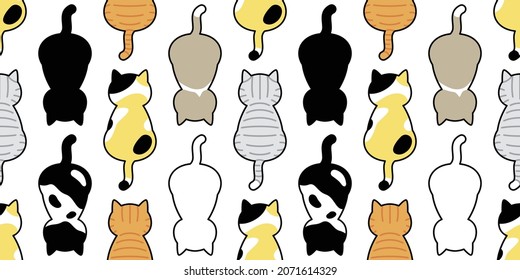 cat seamless pattern kitten calico vector breed pet scarf gift wrapping paper cartoon doodle repeat wallpaper tile background illustration design