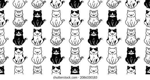cat seamless pattern kitten calico vector neko breed dog pet sitting cartoon repeat wallpaper tile background scarf isolated doodle illustration design