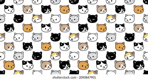 caricatura de ilustración de la cabeza de gatito sin soldadura de gatito calico