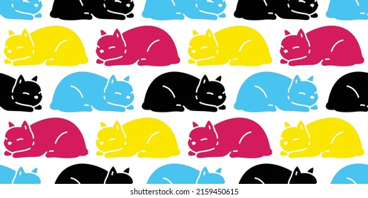 cat seamless pattern kitten calico sleeping vector sleep neko breed character cartoon pet tile background repeat wallpaper gift wrapping paper animal doodle illustration