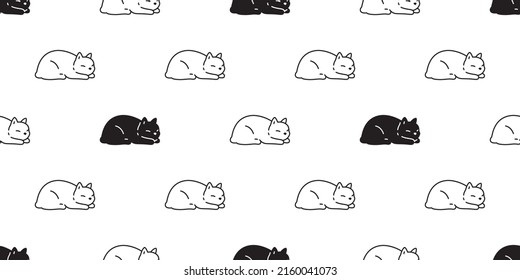 cat seamless pattern kitten calico sleeping vector sleep neko breed cartoon character pet tile background repeat wallpaper gift wrapping paper animal doodle illustration