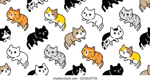 cat seamless pattern kitten calico vector neko breed gift wrapping paper character cartoon pet tile background repeat wallpaper animal doodle illustration