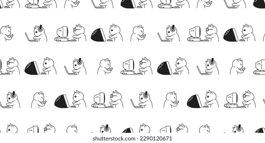 cat seamless pattern kitten calico neko pc computer laptop notebook pet smart phone doodle vector pet cartoon tile background gift wrapping paper repeat wallpaper scarf isolated illustration design