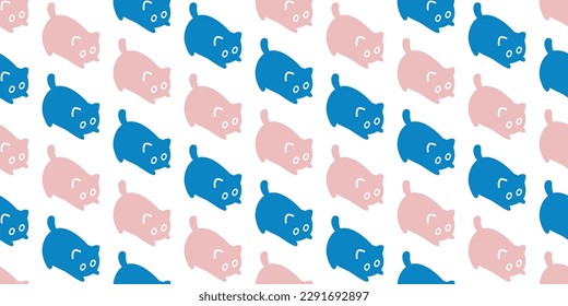 cat seamless pattern kitten calico neko running walking doodle vector pet cartoon gift wrapping paper tile background repeat wallpaper scarf isolated illustration design