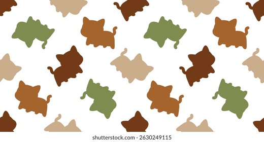 cat seamless pattern kitten calico silhouette cartoon doodle pet animal illustration tile background gift wrapping paper camouflage repeat wallpaper