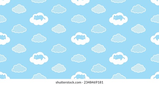 Katzennahtlose Muster Kätzchen Cartoon Cloud Illustration