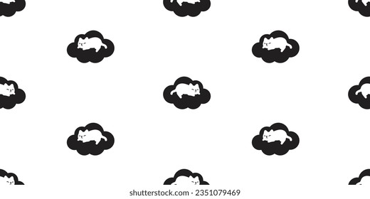 cat seamless pattern kitten cloud sky polka dot striped checked vector pet cartoon gift wrapping paper repeat background scarf isolated animal tile wallpaper illustration doodle design