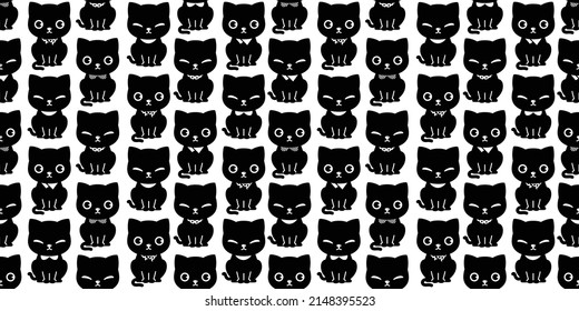 cat seamless pattern kitten collar vector calico neko breed character cartoon pet repeat wallpaper tile background gift wrapping paper animal doodle illustration design scarf isolated