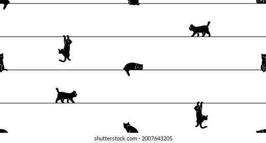 cat seamless pattern kitten hanging calico vector climbing pet repeat background scarf isolated cartoon animal tile wallpaper doodle illustration design