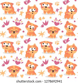 Cat seamless pattern kitten happy kid baby card postcard