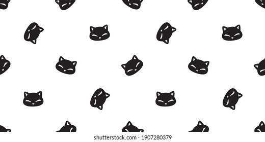 cat seamless pattern kitten head calico vector pet scarf isolated repeat background animal cartoon tile wallpaper illustration black doodle design