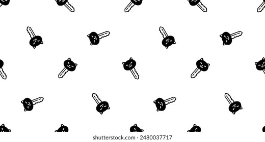 cat seamless pattern kitten key calico neko vector pet cartoon doodle tile background gift wrapping paper repeat wallpaper scarf isolated illustration design