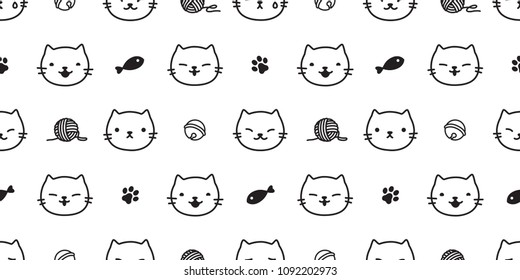 cat seamless pattern kitten paw cat toy vector scarf isolated background repeat wallpaper