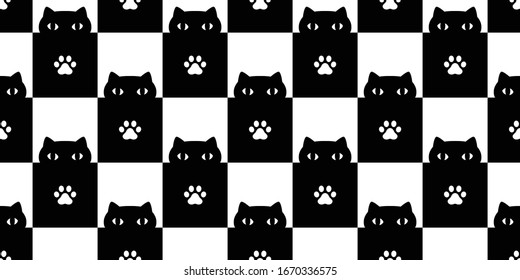 cat seamless pattern kitten paw footprint vector calico pet checked scarf isolated repeat background cartoon tile wallpaper doodle illustration design