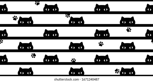 cat seamless pattern kitten paw footprint vector calico pet stripes scarf isolated repeat background cartoon tile wallpaper doodle illustration design