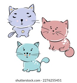 cat seamless pattern kitten paw footprint head calico vector pet scarf isolated repeat background cartoon animal tile wallpaper illustration doodle design