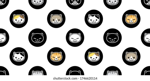 cat seamless pattern kitten polka dot vector calico animal pet scarf isolated repeat background cartoon tile wallpaper doodle illustration design