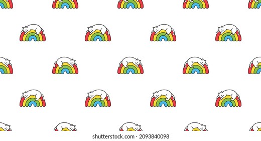 cat seamless pattern kitten rainbow calico breed vector sleeping neko dog pet cartoon repeat wallpaper tile background scarf isolated illustration doodle design