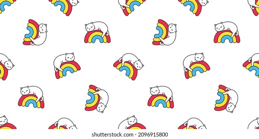 cat seamless pattern kitten rainbow calico breed vector sleeping neko dog pet character cartoon repeat wallpaper tile background scarf isolated illustration doodle white design