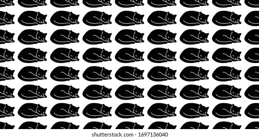 cat seamless pattern kitten sleeping vector calico pet animal scarf isolated repeat background cartoon tile wallpaper doodle illustration black design