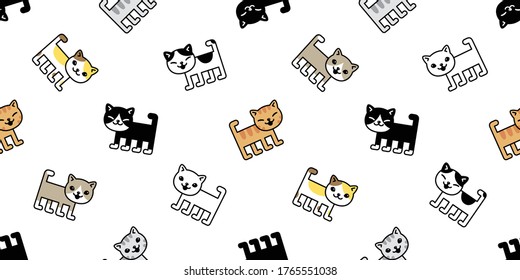 cat seamless pattern kitten sleeping vector calico breed pet scarf isolated repeat background cartoon animal tile wallpaper illustration doodle white design