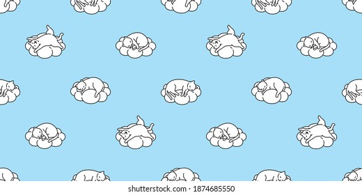 cat seamless pattern kitten sleeping cloud calico vector pet scarf isolated repeat background cartoon animal tile wallpaper illustration doodle design
