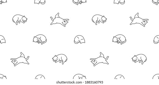 cat seamless pattern kitten sleeping calico vector pet scarf isolated repeat background cartoon animal tile wallpaper illustration doodle design