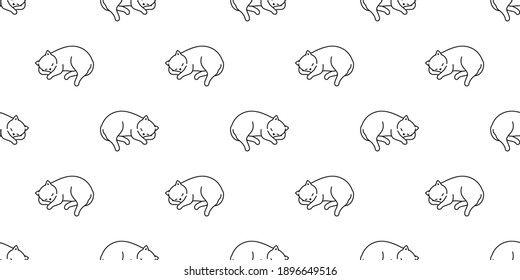 cat seamless pattern kitten sleeping calico vector pet repeat background scarf isolated tile wallpaper cartoon animal illustration doodle design