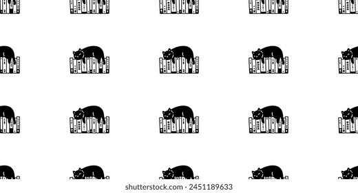 cat seamless pattern kitten sleeping book calico vector bookshelf munchkin neko pet cartoon doodle tile background gift wrapping paper repeat wallpaper illustration isolated design