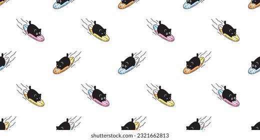 cat seamless pattern kitten surfboard surfing sport vector calico neko character cartoon breed pet gift wrapping paper tile background repeat wallpaper animal doodle illustration design scarf isolated