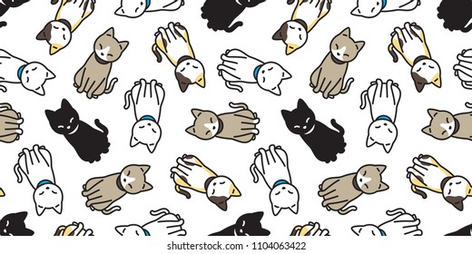 Cat Seamless Pattern Kitten Vector Scarf Isolated Background Repeat Wallpaper Cartoon