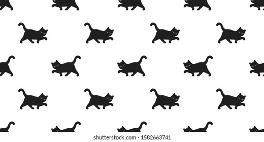 cat seamless pattern kitten vector Halloween walking scarf isolated repeat background tile wallpaper cartoon illustration doodle design