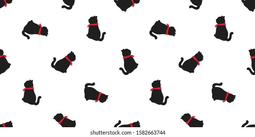 cat seamless pattern kitten vector Halloween scarf isolated repeat background tile wallpaper cartoon doodle illustration design