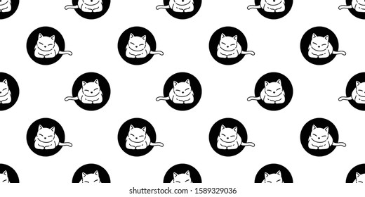 cat seamless pattern kitten vector polka dot scarf isolated repeat background tile wallpaper cartoon doodle illustration design