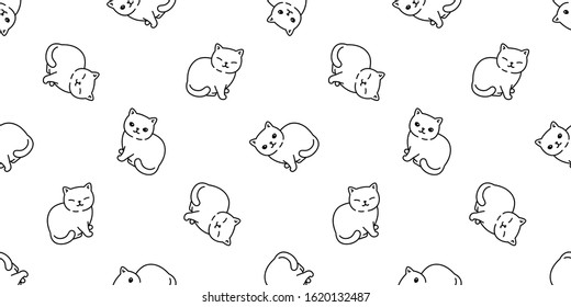 cat seamless pattern kitten vector scarf isolated repeat background tile wallpaper cartoon doodle illustration white design