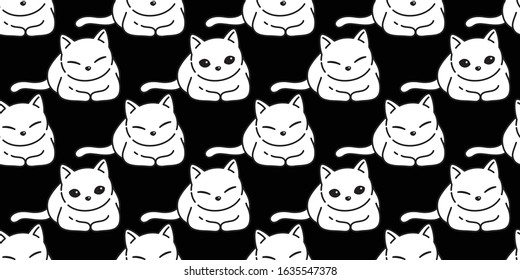 cat seamless pattern kitten vector pet animal scarf isolated repeat background tile wallpaper cartoon doodle illustration black design