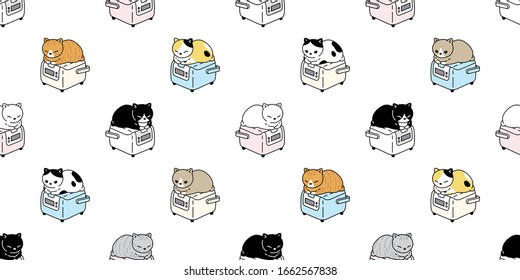 cat seamless pattern kitten vector calico sleeping rice cooker cook scarf isolated repeat background cartoon tile wallpaper doodle illustration design