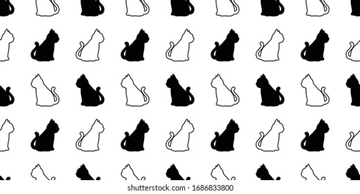 cat seamless pattern kitten vector calico pet animal scarf isolated repeat background cartoon tile wallpaper doodle illustration design