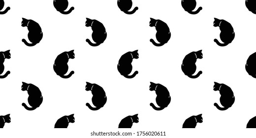 cat seamless pattern kitten vector breed calico animal pet scarf isolated repeat wallpaper cartoon tile background doodle illustration black design
