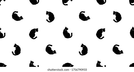 cat seamless pattern kitten vector calico animal pet scarf isolated repeat wallpaper cartoon tile background doodle illustration black design