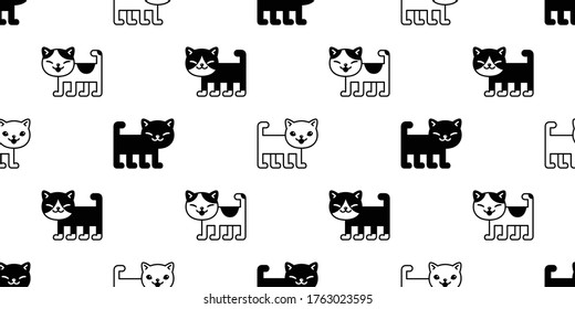 cat seamless pattern kitten vector breed calico pet scarf isolated repeat background cartoon animal tile wallpaper illustration doodle white design