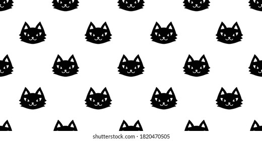 cat seamless pattern kitten vector calico head face cartoon isolated repeat wallpaper tile background character doodle illustration black design