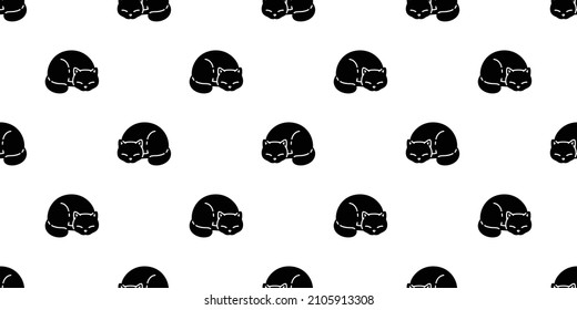 cat seamless pattern kitten vector calico sleeping neko breed cartoon character pet tile background repeat wallpaper animal doodle illustration design scarf isolated