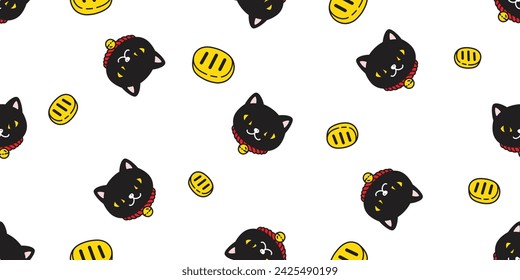 gato patrón sin fisuras gatito corazón de dibujos animados moneda de oro