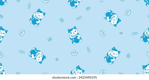 cat seamless pattern manekineko lucky cat vector valentine heart kitten calico munchkin neko pet cartoon doodle tile background gift wrapping paper illustration repeat wallpaper isolated design