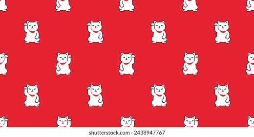 cat seamless pattern manekineko vector kitten lucky cat calico neko munchkin pet cartoon doodle tile background gift wrapping paper repeat wallpaper illustration isolated design