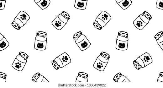cat seamless pattern milk bottle kitten food calico vector pet polka dot scarf isolated repeat background cartoon animal tile wallpaper illustration doodle design