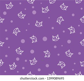 Cat seamless pattern, on purple background