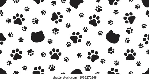 cat seamless pattern paw kitten footprint calico vector pet scarf isolated repeat background cartoon animal tile wallpaper illustration doodle design